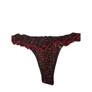 Torrid Microfiber Mid-Rise Embroidered Cheeky Pantie Black Red Guitar Stars 4